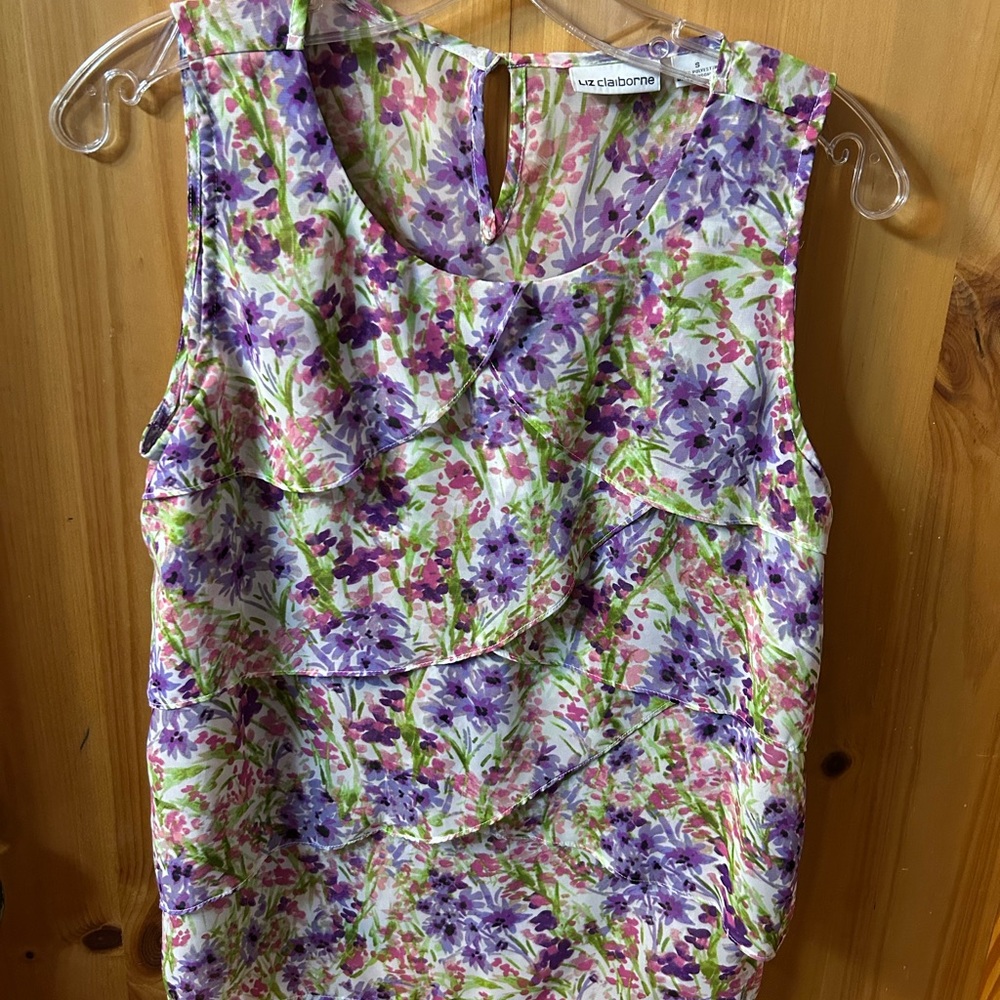 Liz Claiborne Multicolor Floral Sleeveless Blouse